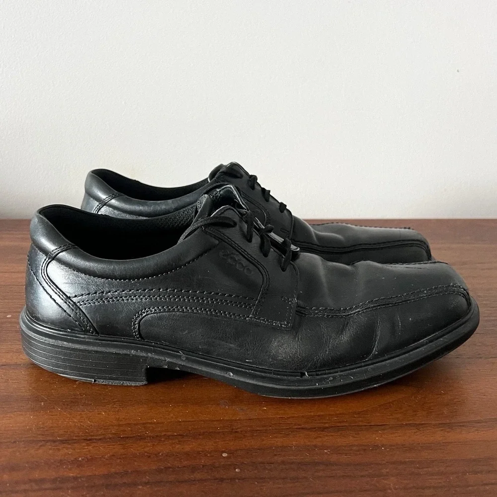 ECCO Leather Oxford Dress Shoes Black Comfort Men's Size 44